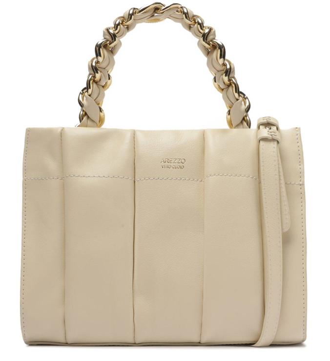 Bolsa Tote Off-White Couro Milano Média Corrente