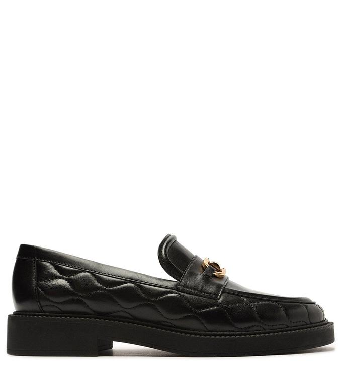Mocassim Preto Couro Matelassê Clara