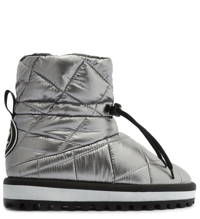 Bota Prateada Nylon Cano Curto Estofada Hanna