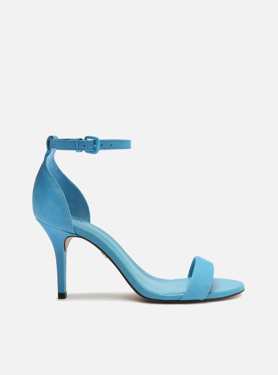 Sandália Azul Nobuck Isabelli Salto Médio