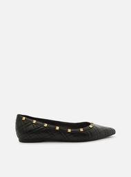 Sapatilha Preta Matelassê Bico Fino Spikes
